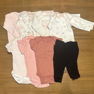 Twin Matching Baby Girl Onesie Clothing Set - Two of Every Item!